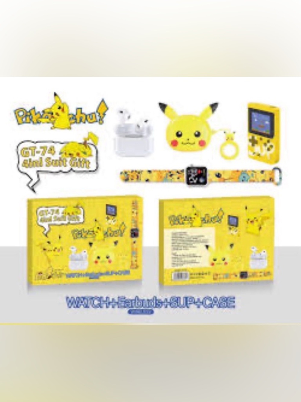 Pikachu Yellow Kids Watch and Accessory Set